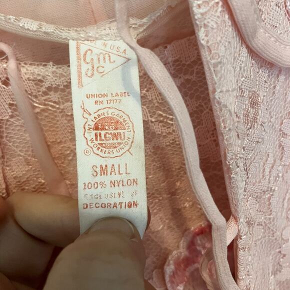Vintage Pink Lace Nightgown Dress Coquette Cottagecore Lolita - Picture 10 of 16